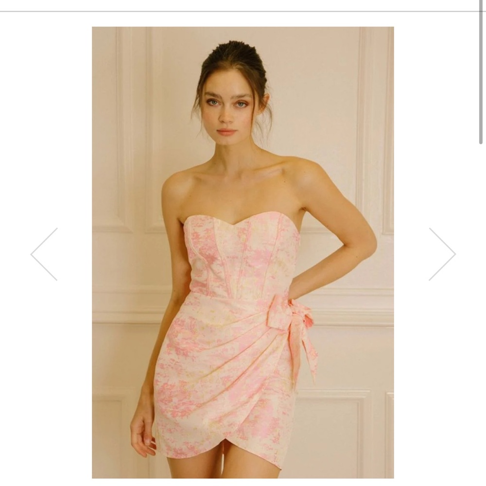 strapless floral mini dress